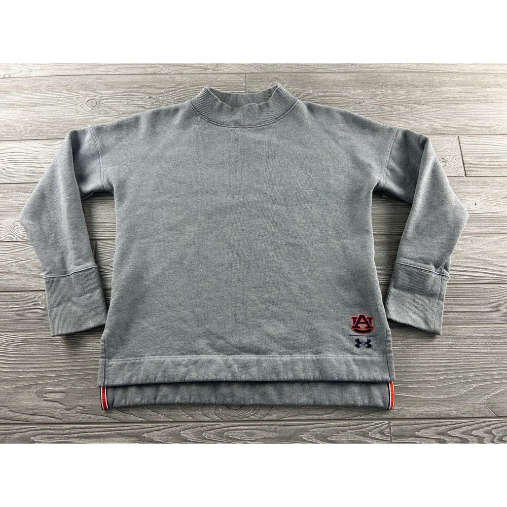 Under Armour Auburn Tigers Mock Neck Sweatshirt Gray Women Small Long Sleeve